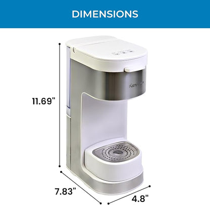 Kenmore Single Serve Coffee Maker – Compatible with Keurig K‑Cup Pods & Ground Coffee, One Cup Brewer, 6–12 Oz Brew Sizes, Travel Mug Friendly, Auto Shut‑Off, Hot & Iced Maquina de cafe, White