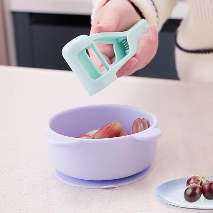 Luvan Grape Cutter for Toddlers, Grape Slicer Tool, Grape Tomato Cherry Strawberry Cutter Tools Into 4 Pieces for Vegetable Fruit Salad, Stainless Steel Quarter Grape Slicer Kitchen Gadget