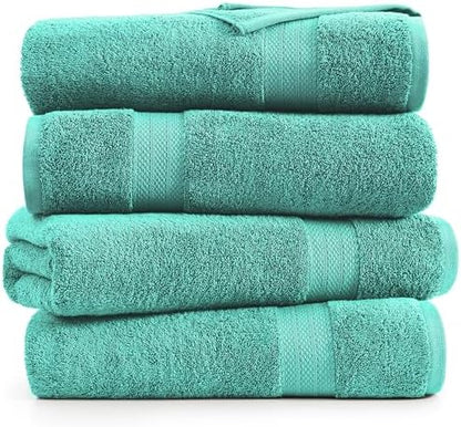 LANE LINEN Bathroom Towels Set (4 Pack)- 100% Cotton Luxury Bath Towels for Bathroom, Soft Shower Towels, Quick Dry Turkish Bath Towels, Super Absorbent Hotel Quality Bath Towel Set (28"x 54")- Teal