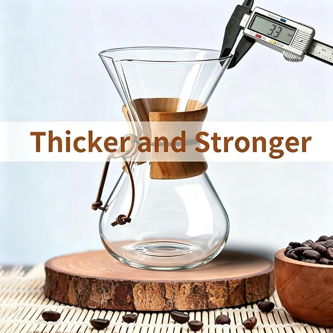 subjectthree Pour Over Coffee Dripper 8 Cup Glass Coffee Maker with Reusable Filter for Home,Camping, Office (28 Ounce)