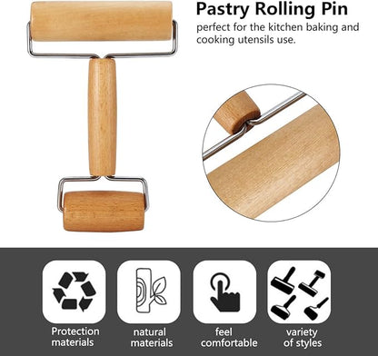 Wooden Small Rolling Pin, Double Heads Pizza Roller, Nonstick Portable Dough Roller for Cookie, Bread, Tortilla, Dumpling, Fondant, Baking, Cooking