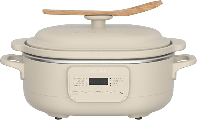4 Quart Claypot Slow Cooker, 8-in-1 Multi Cooker with Flexible Programming, Removable Crock, Nonstick, Oven Safe Pot to 450°F, Oatmeal