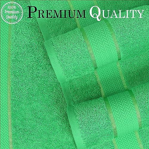 6 Piece 100% Cotton Bath Towel Set - 2 Bath - 2 Hand - 2 Face, Green