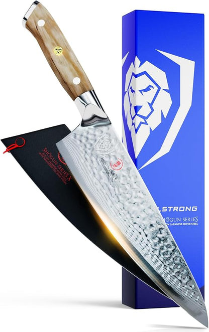 Dalstrong Chef Knife 8 inch Blade - AUS-10V Japanese Steel - Full Tang - Olive Wood Handle - Chef's Knife - Shogun Series - Razor Sharp Kitchen - Professional Premium Sheath