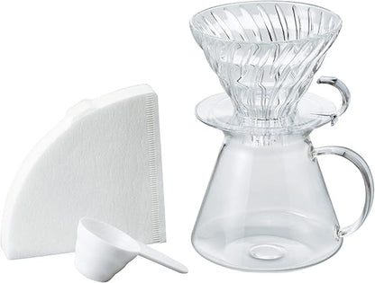 Hario "Simply Hario" V60 Glass Pour Over Coffee Set, Size 02