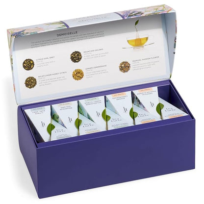 Tea Forte Premium Presentation Box Gift Set Sampler, 20 Count, Assorted Blends Individually Wrapped Handcrafted Pyramid Infuser Bags, Demoiselle Tea