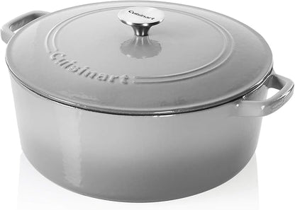 Cuisinart Chef's Classic Enameled Cast Iron Dutch Oven with Lid, Porcelain Enameled Interior, Oven Safe, Induction Compatible, 7-Quart, Round, Grey Gradient