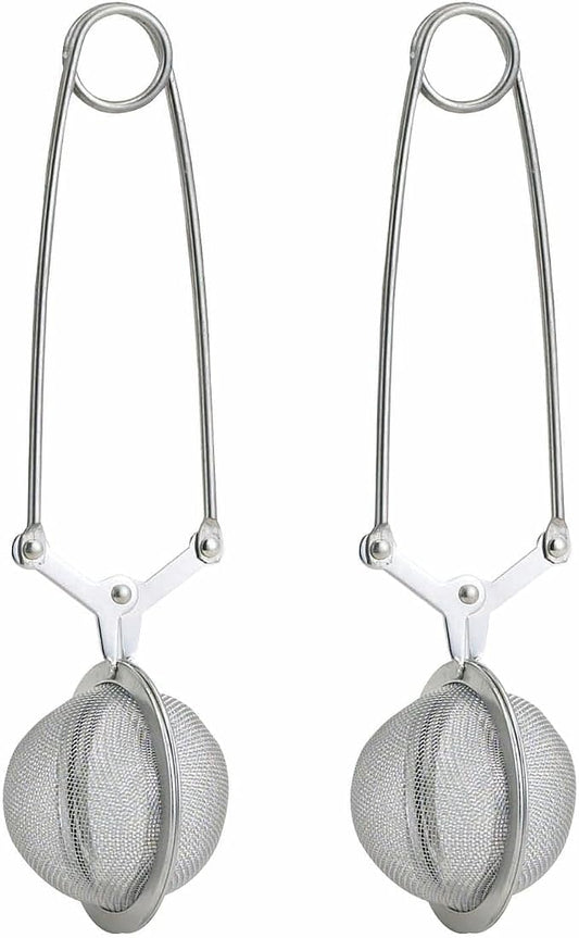 HIC Kitchen Snap Mesh Ball Tea Infusers, 18/8 Stainless Steel, For Loose Leaf Tea and Mulling Spices, Set of 2