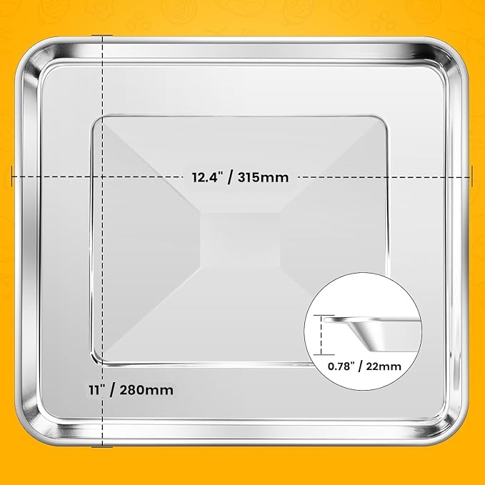 GWY 2PCS Air Fryer Accessories parts for Cuisinart TOA-60 TOA-65 TOA-70 Toaster Convection Oven, 12 * 11'' Tray Replacement Steel Pan Toaster Oven Accessories Parts