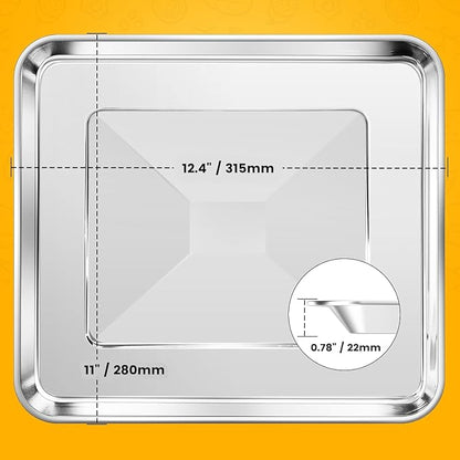 GWY 2PCS Air Fryer Accessories parts for Cuisinart TOA-60 TOA-65 TOA-70 Toaster Convection Oven, 12 * 11'' Tray Replacement Steel Pan Toaster Oven Accessories Parts