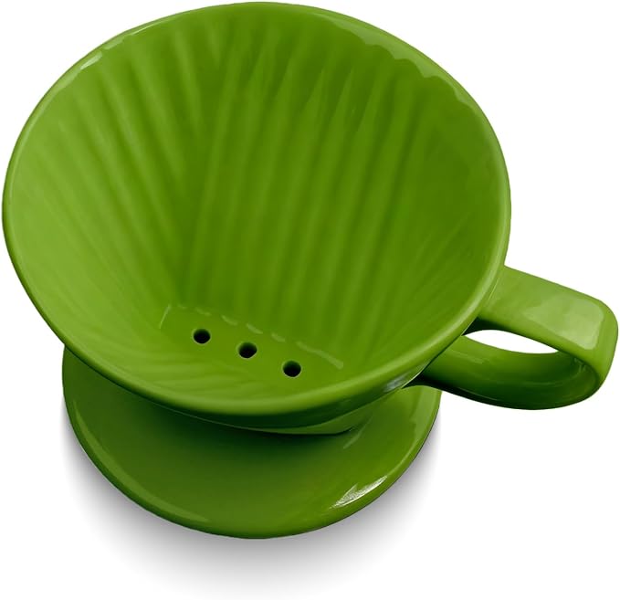 hailanbao Handmade Pour Over Ceramic Coffee Dripper - Authentic Brewing Experience for Camping, Office, and Home (Dark green)