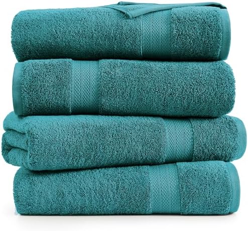 LANE LINEN Bath Sheets 4 Pack Oversized Soft Absorbent - Sea Port