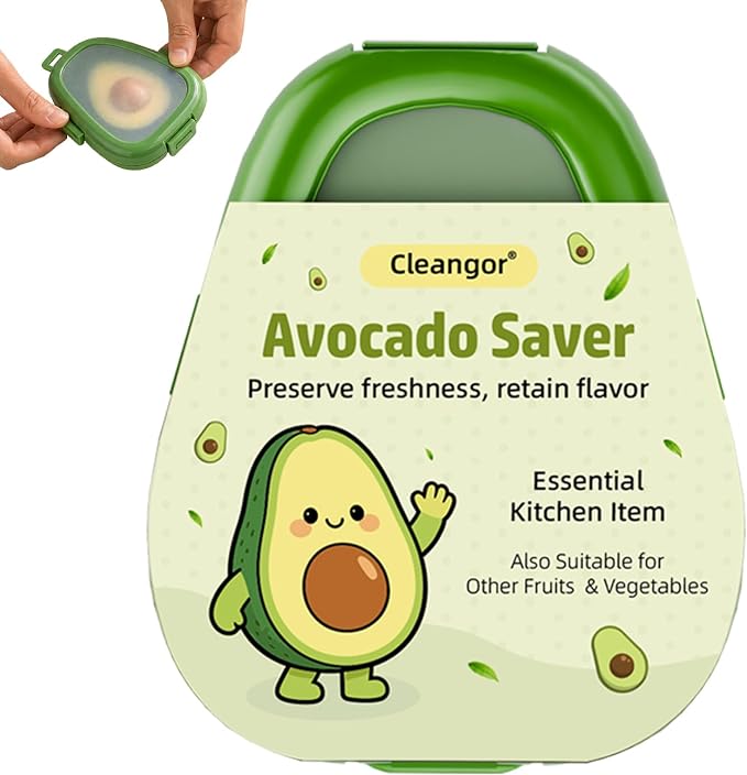 CLEANGOR Avocado Saver with Snap-On Lid, Silicone Food Saver, Reusable Individual Avocado Storage Container, Keep Avocadoes Fresh Longer, Reusable Kitchen Gadget, Dishwasher Safe (1, Green)