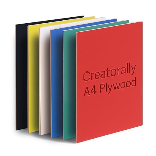 6 Pack Pre-Painted Colored Plywood Sheets, 11.7"x8.27"x1/8" (3mm) Basswood Boards for Laser Cutting, Engraving, DIY Crafts, Home Décor & Model Making (6 Mixed Colors)