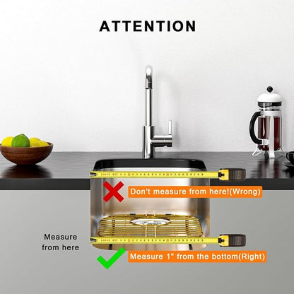 Kitchen Sink Grid Gold Sink Protector, Stainless Steel Sink Grid with Center Drain, 13.7"L X 11.6"W Sink Bottom Grid for Sink Bowl
