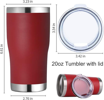 DOMICARE 20oz Tumbler with Lid Stainless Steel Tumblers Bulk, Double Wall Vacuum Insulated Coffee Travel Mug Powder Coated Tumbler,8 Count (Pack of 1) Red
