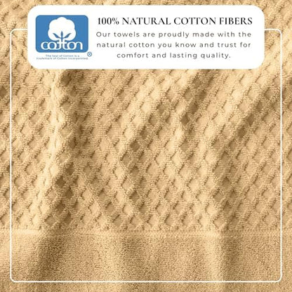 Great Bay Home Bath Towels - 100% Cotton 6 Piece Towel Set - Diamond Waffle Weave - Absorbent, Durable, Quick-Dry Towels for Bathroom (Sand)
