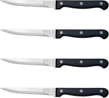 Chicago Cutlery Essentials 4-Piece Serrated Steak Knives, 4.5" Stainless Steel Blades for Effortless Cutting, For Home Kitchen and Professional Use