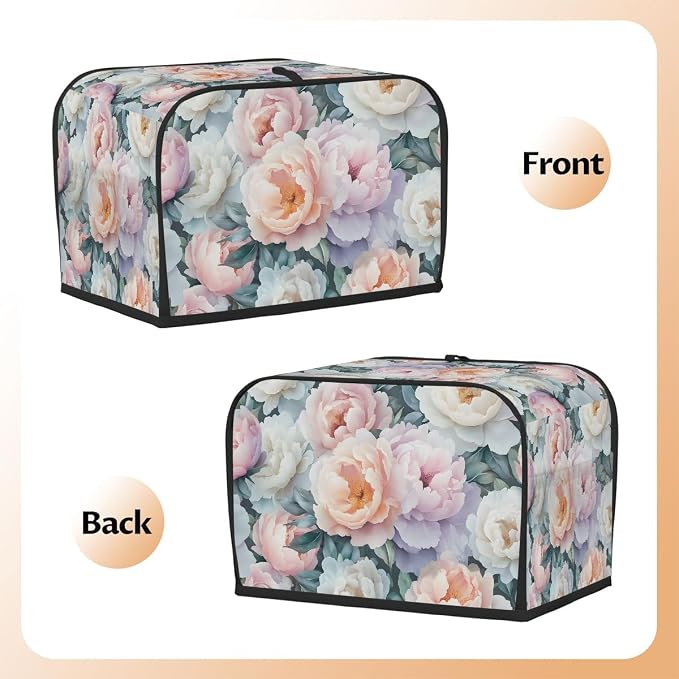 Watercolor Flower Floral Toaster Cover 2 Slice Wide Slot Washable Kitchen Appliance Covers Fingerprint Bread Machine Dust Cover Small Toaster Oven Accessories Covers Bread Maker Bag Women Gift