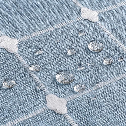 Boho Farmhouse Classic Plaid Linen Tassel Shower Curtain Blue,72x84