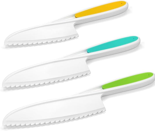 Yeeammk Montessori Toddler Knife Set-3PCS Kids Safe Knives for Real Cooking Kids Cooking Sets Real Cooking Kitchen Tools Toddler Friendly Knives