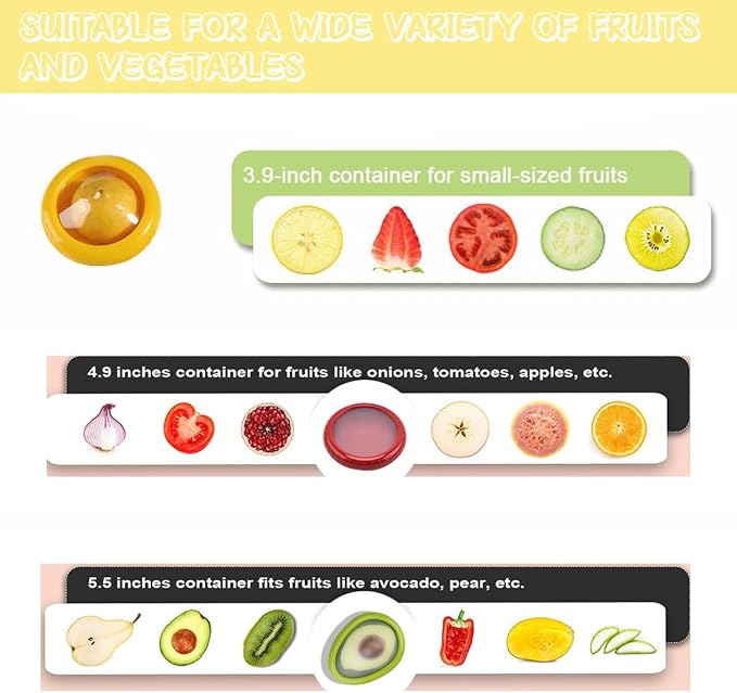 Reusable Fruit and Vegetable Storage Containers Lemon Keeper Tomato Holder Silicone Food Savers Fresh Stretch Pod for Fridge 2 Pack