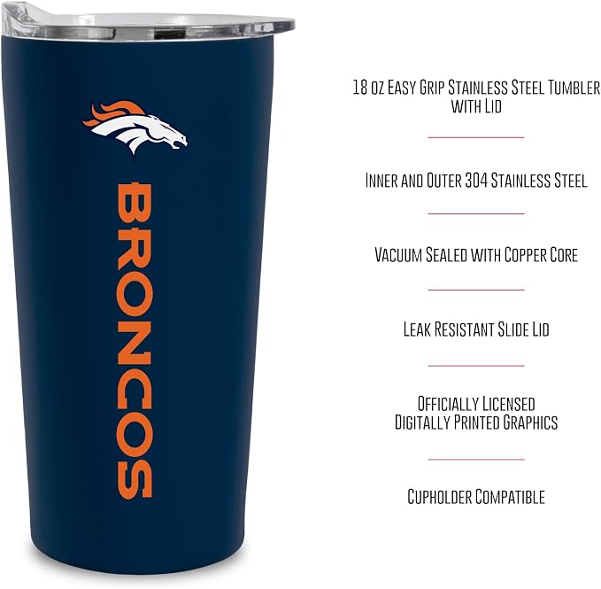 Rico Industries NFL Football Soft Touch, Easy Grip Tumbler