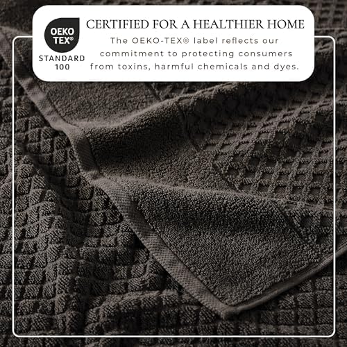 Great Bay Home Bath Towels - 100% Cotton 6 Piece Towel Set - Diamond Waffle Weave - Absorbent, Durable, Quick-Dry Towels for Bathroom (Midnight)