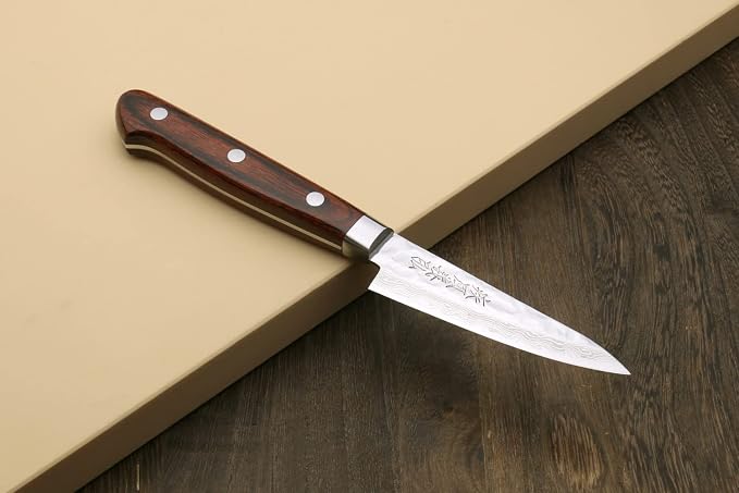 Yoshihiro VG10 16 Layer Hammered Damascus Stainless Steel Paring Utility Knife (3.2" (80mm))
