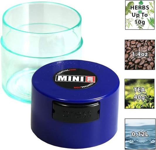 Tightpac - Minivac - Dark Blue Cap - Clear Body - 1.4oz - .12 Liter [TV-TV1DB-CLR]