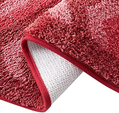 Clara Clark Bathroom Accessories Set - Black Shower Curtain Set with Bathroom Trash Can, 23PC Bathroom Set, Bathroom Sets with Shower Curtain and Red Rugs