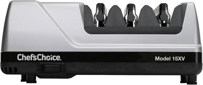 Chef’sChoice 15XV EdgeSelect Professional Electric Knife Sharpener with 100-Percent Diamond Abrasives and Precision Angle Guides for Straight Edge and Serrated Knives, 3-Stage, Gray