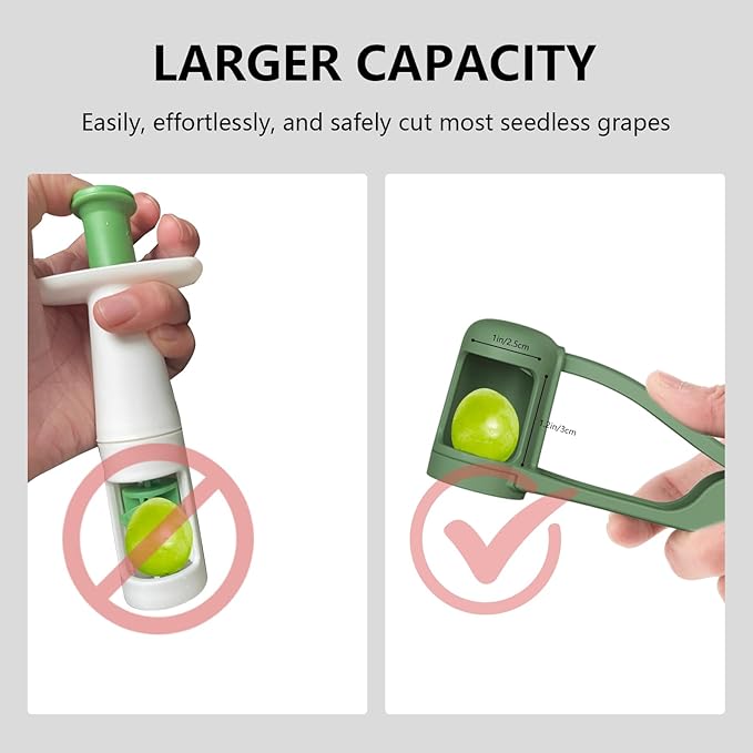 Luvan Grape Cutter for Toddlers 1-3, Grape Slicer Kitchen Gadget for Vegetable Fruit Salad Cake Decor, Stainless Steel Grape Quarter Cutter Tool for Cherry Tomato Strawberry Blueberry - Green