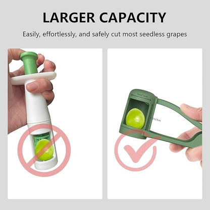 Luvan Grape Cutter for Toddlers 1-3, Grape Slicer Kitchen Gadget for Vegetable Fruit Salad Cake Decor, Stainless Steel Grape Quarter Cutter Tool for Cherry Tomato Strawberry Blueberry - Green