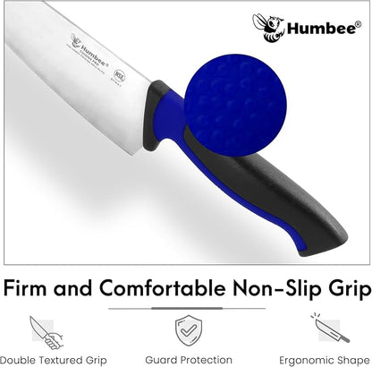 8-Inch Chef Knife, NSF Certified Razor-Sharp High Carbon Stainless Steel Blade – Ergonomic Color Coded Handle, Non-Slip Grip Kitchen Knife, DT-10 Series, Blue