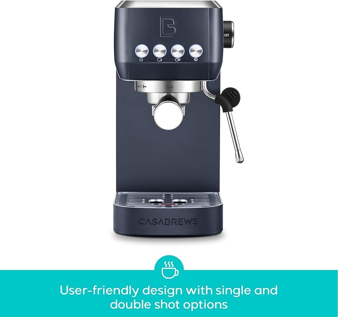 CASABREWS 3700 Essential Espresso Machine 20 Bar, Stainless Steel Coffee Maker with Steam Frother, Cappuccino & Latte Machine, 43.9oz Water Tank, Sapphire Blue