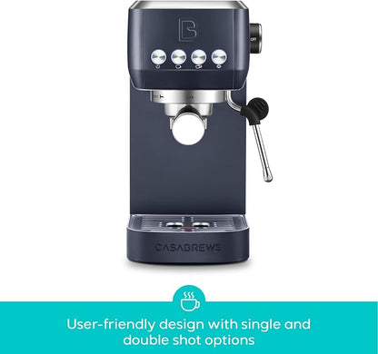 CASABREWS 3700 Essential Espresso Machine 20 Bar, Stainless Steel Coffee Maker with Steam Frother, Cappuccino & Latte Machine, 43.9oz Water Tank, Sapphire Blue