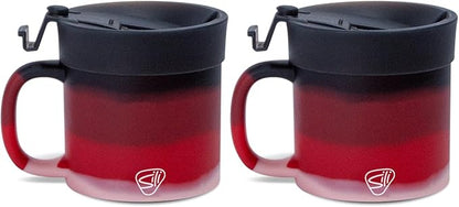 Silipint 16oz Silicone Coffee Mug Tumbler with Flip Lid – Unbreakable Dishwasher Safe Microwave Oven & Freezer Compatible – Non-Toxic Reusable Cup for Coffee Tea or Cold Drinks, Volcano - Pack of 2