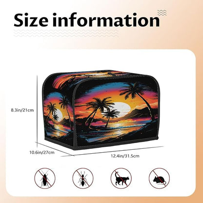 Toaster Cover 4 Slice Wide Slot Sunset Palm BeachBread Toaster Oven Dustproof Cover Small Appliance Kitchen Covers Dust and Fingerprint Protection for Women Gift 4 Slice