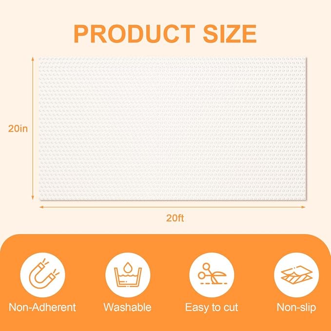 FEXIA Shelf Liner 20 Inch x 20 FT Clear Non Slip Waterproof Cabinet and Drawer Liner for Kitchen Cabinet Refrigerator Pantry Closet Durable Non Adhesive