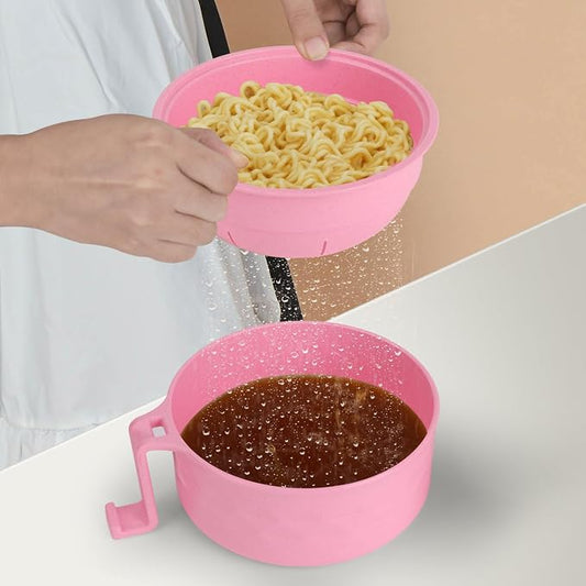 Ramen Bowl Set of 2, Ramen Cooker 33 oz, Ramen Bowls with Chopsticks and Spoon, Microwave Pasta Cooker, Ramen Bowl Microwave Gift College Dorm Essentials for Girls Guys (Blue&Pink)