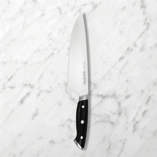 WICKWILLOW 8-Inch Chef Knife - German X50CrMoV15 Steel, Razor-Sharp All-Purpose Kitchen Knife for Everyday Cooking, Meal Prep, Meat, Vegetables & Herbs - Full Tang, Ergonomic Handle, Gift Box