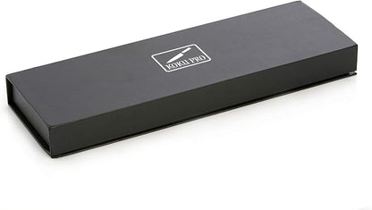 Japanese Knife - Super Sharp 8” Chef Knife - High Carbon Stainless Steel Kitchen Knife - Also Includes: Knife Sharpener, Pair of Kevlar (Cut-Resistant ) Gloves & Bag, Plus Storage Box