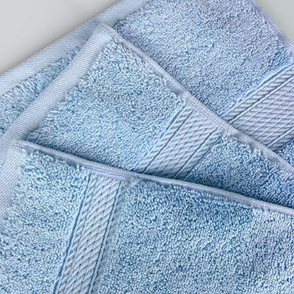 Superior Egyptian Cotton Plush & Absorbent, Face Towel Set of 6, Light Blue