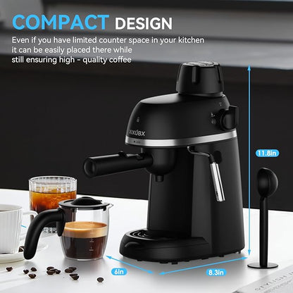 XIXUBX Coffee Machine, 3.5 Bar Espresso & Cappuccino Machine with Steam Wand, Compact Design Coffee Maker for Latte, Safety Lock & Tritan Cups, 800w, Black