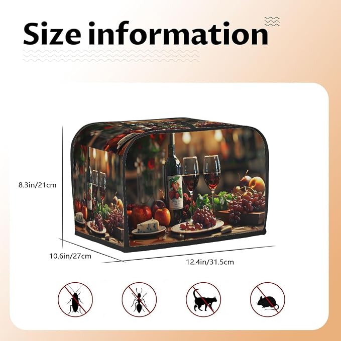 Grape Wine Toaster Cover 4 Slice Wide Slot Washable Toaster Covers | Fruit Apple Dust and Fingerprint Protection Bread Maker Covers for Kitchen Accessories Decor Bakeware Women Gift