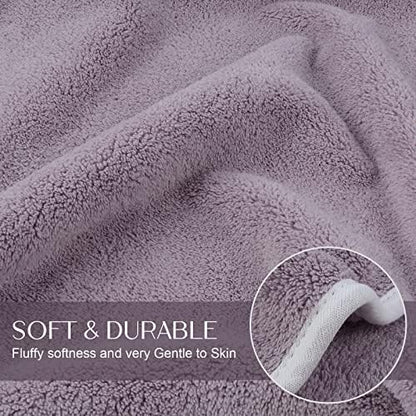 KinHwa Microfiber Hand Towels Ultra Soft Hand Towels for Bathroom Super Absorbent Bath Towels Ideal for Hair Spa Sports and Travel 30inch x 16inch 4 Pack Purple
