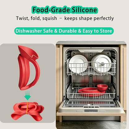 Flour Funnel with Pouring Shield for KitchenAid 4.5-6QT Mixer, Silicone Splash Guard with Flour Funnel for Kitchen Aid Mixer Tilt-Head and Bowl-Lift, Dishwasher Safe Baking Tool (Red)