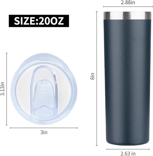 HASLE OUTFITTERS 20 oz Skinny Tumbler, Stainless Steel Insulated Slim Tumbler with Lid, Reusable Double Wall Travel Coffee Mug, Durable Powder Coated Travel Water Cup(Navy, 1)