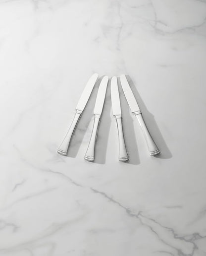 Lenox Portola Flatware Collection, 18/10 Stainless Steel Flatware & Silverware, Dinner Knife Set, 4-Piece